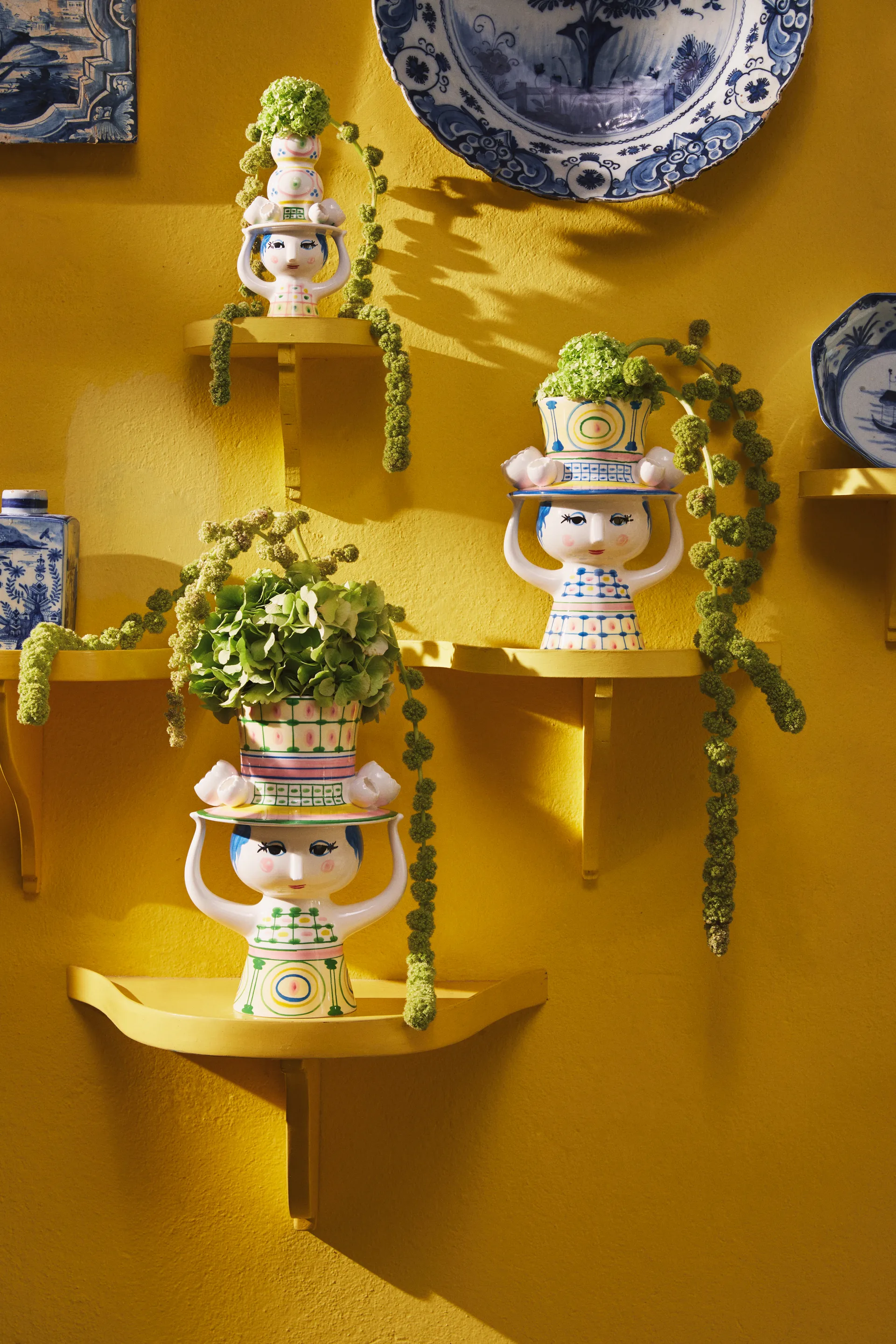 Lady with hat ljusstake H16 cm, Rosa Bjørn Wiinblad