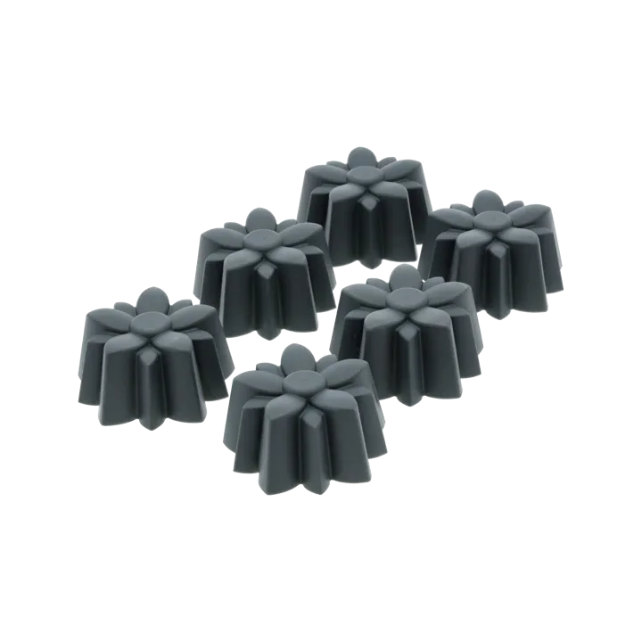 Muffinsform silikon 6 hål - Blomma, grå - Blomsterbergs