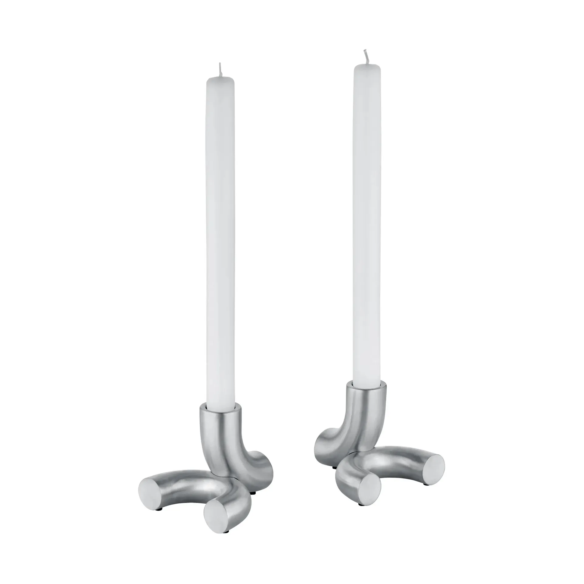 Doodle ljusstake 2-pack, Matt rostfritt stål blomus