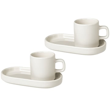 Läs mer om blomus Pilar espressokopp med fat 2-pack Moonbeam