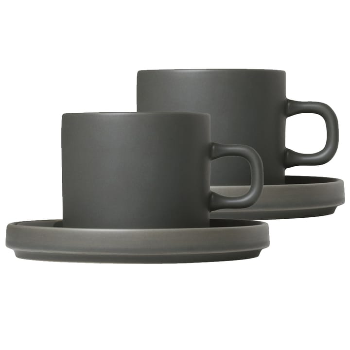 Pilar kaffemugg med fat 2-pack, Agave green blomus