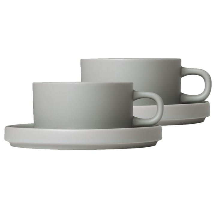 Pilar temugg med fat 2-pack - Mirage grey - Blomus