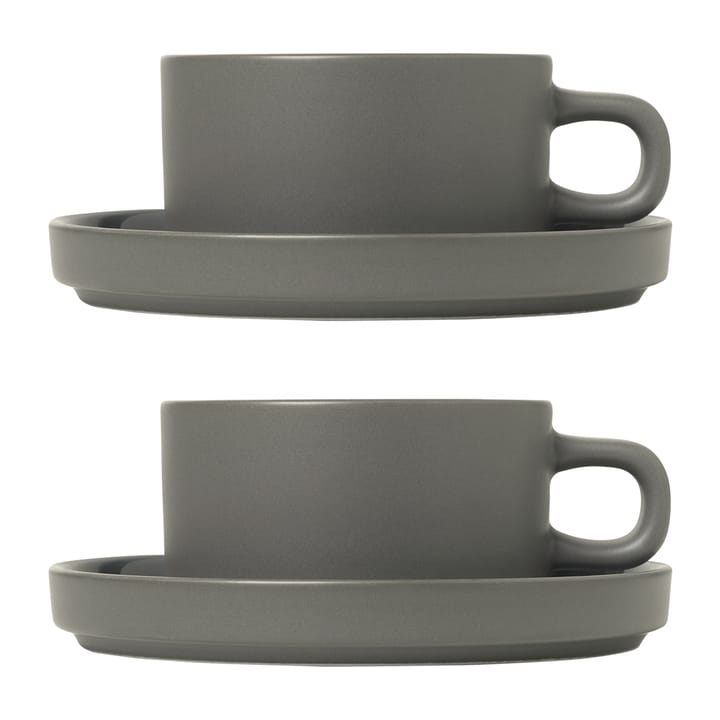 Pilar temugg med fat 2-pack, Pewter blomus