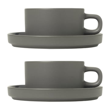 Läs mer om blomus Pilar temugg med fat 2-pack Pewter