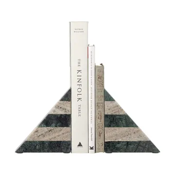 Abir bokstöd 2-pack - Grön-vit marmor - Bloomingville