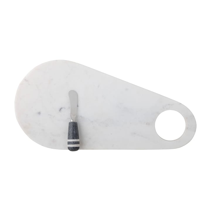 Abrielle ostkniv med skärbräda 20x42 cm, Vit marmor-rostfritt stål Bloomingville