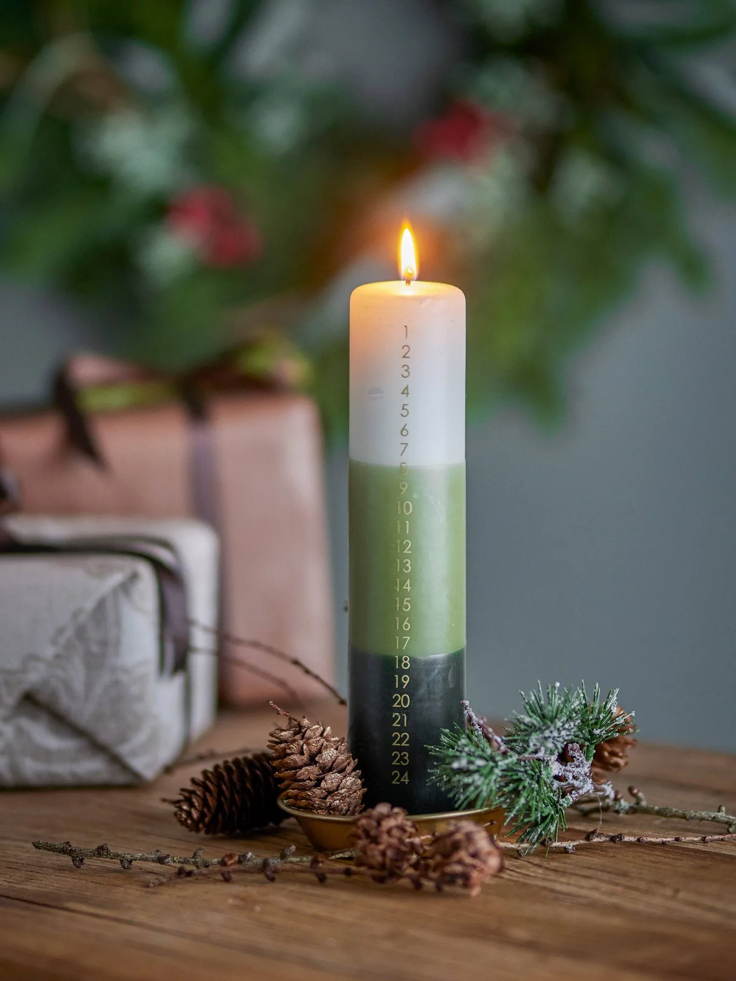 Dip Dye adventssljus, Grön, 25 cm Bloomingville