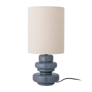 Läs mer om Bloomingville Fabiola bordslampa Ø24x51 cm Blå glas-linne