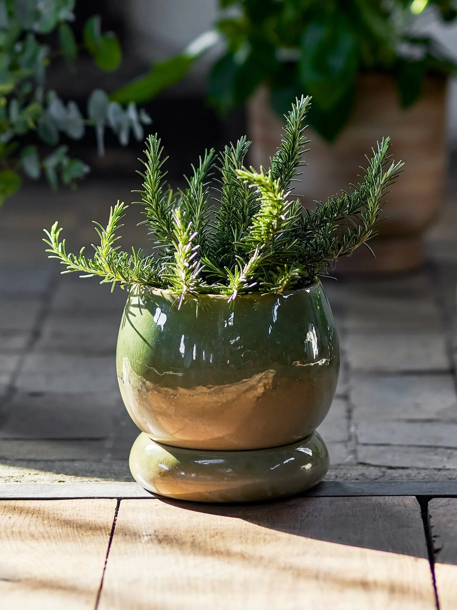 Imke kruka med fat, Green, 18,5x17,5 cm Bloomingville