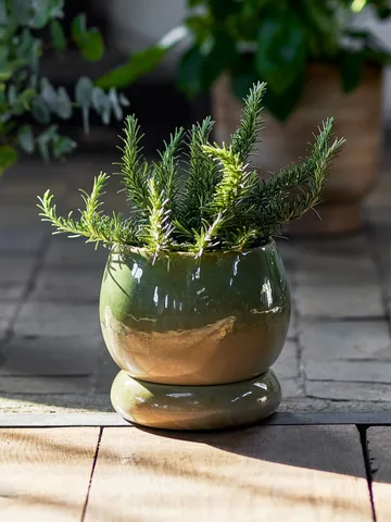 Imke kruka med fat - Green, 18,5x17,5 cm - Bloomingville