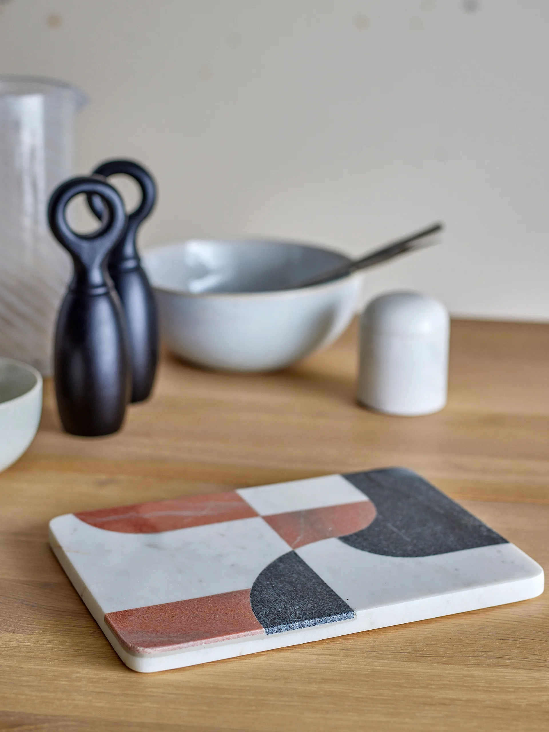 Jazzi skärbräda 20x28 cm, Vit-svart-brun Bloomingville