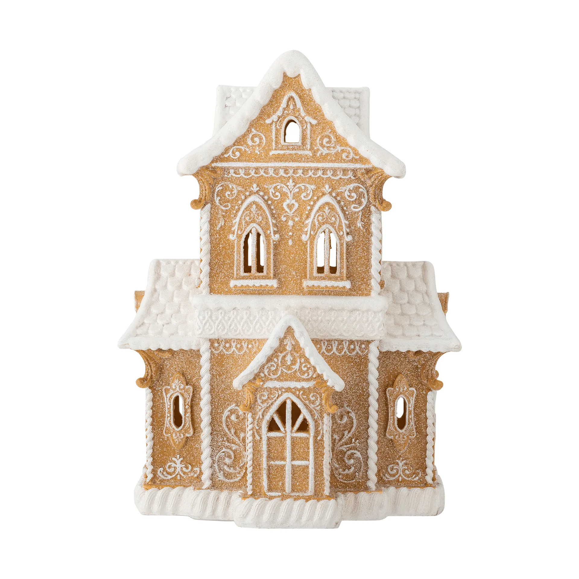 Kevin dekorationshus med ljus, Brun, 37 cm Bloomingville