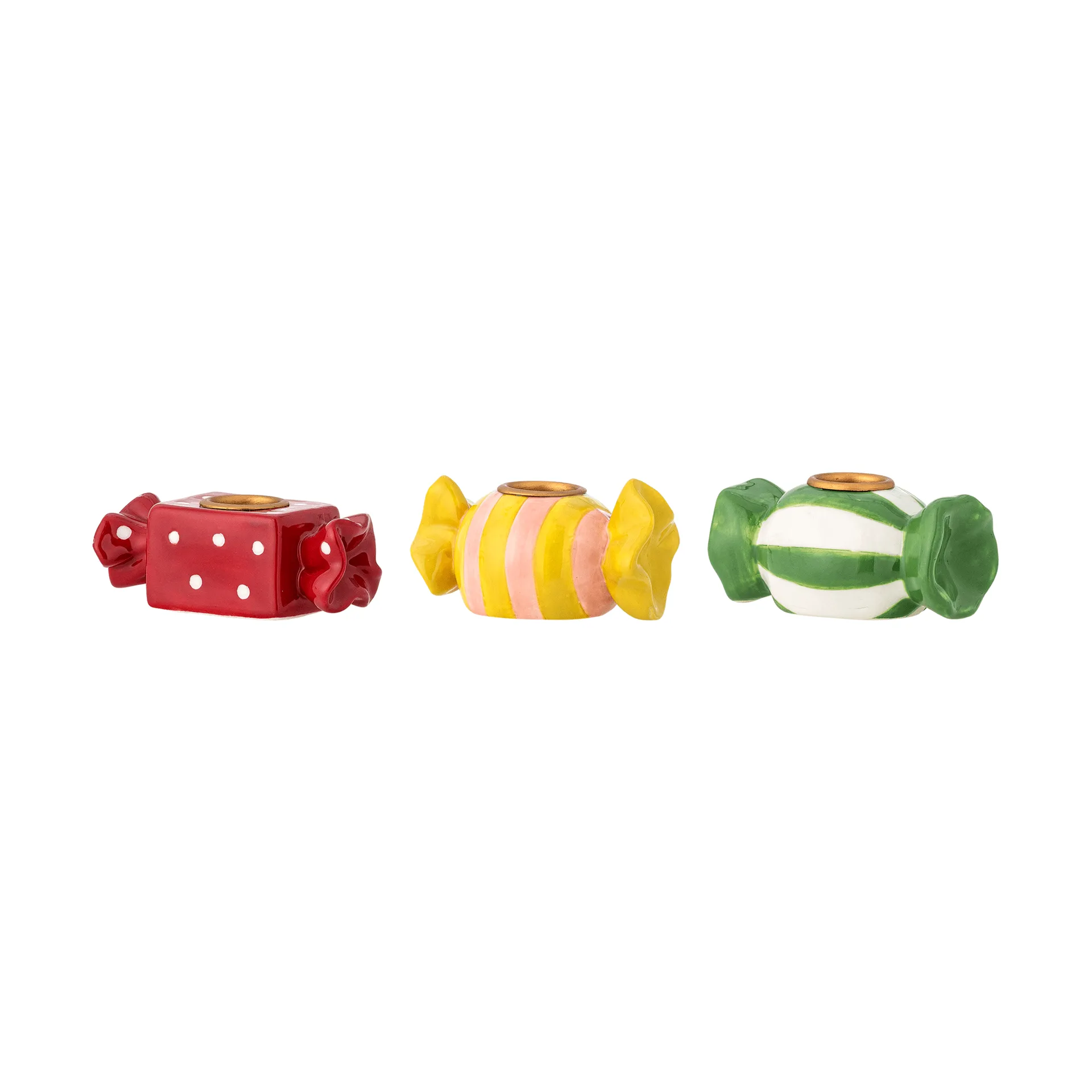 Leiano ljusstake, Gul-röd-grön, 3 delar, 10 cm Bloomingville