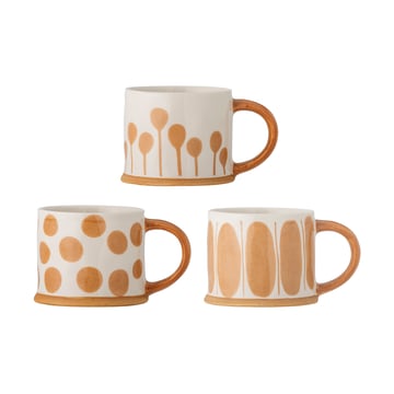 Bloomingville Linora mugg 45 cl 3-pack Vit-brun