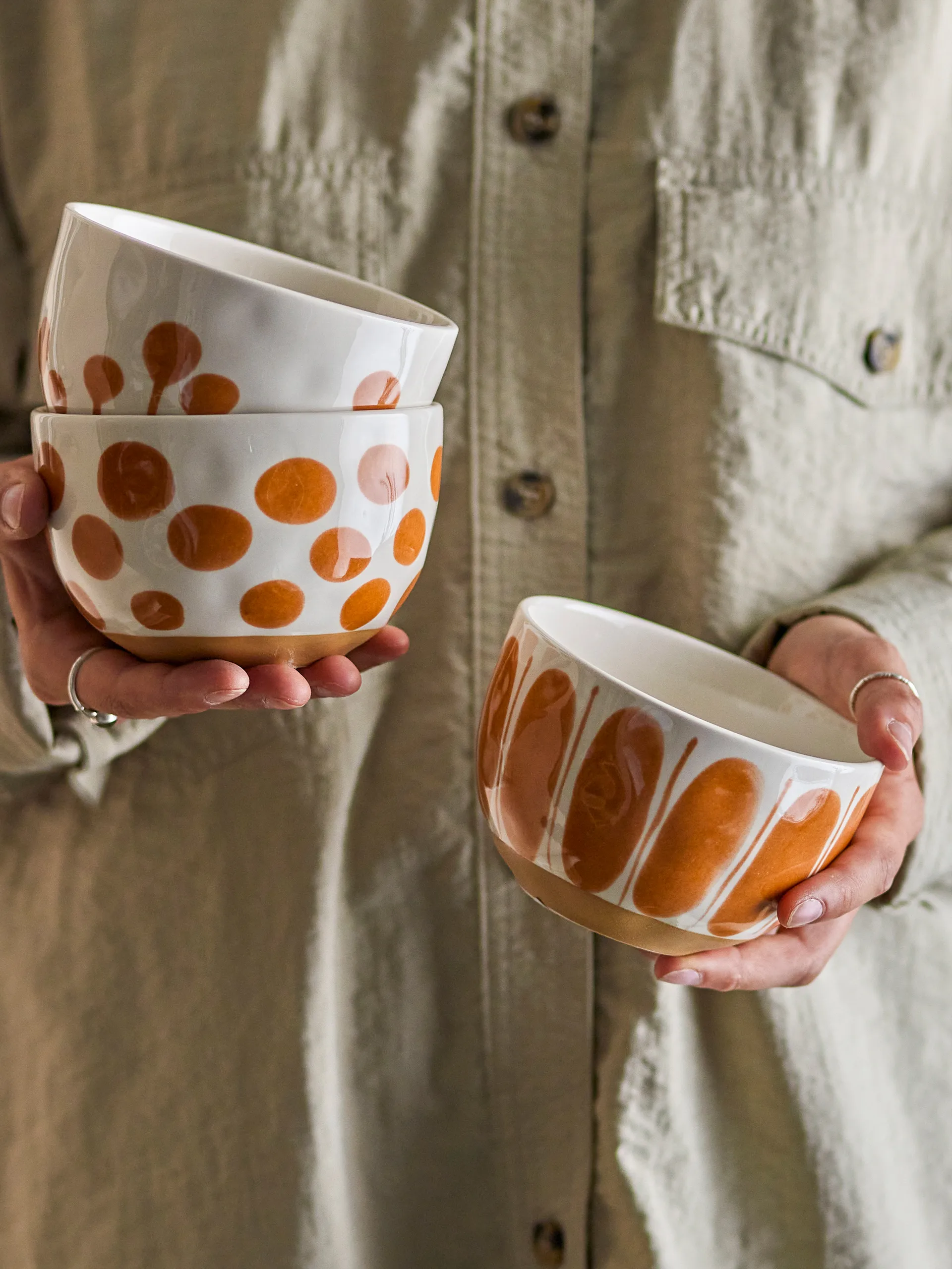 Linora skål 58 cl 3 delar, Vit-brun Bloomingville