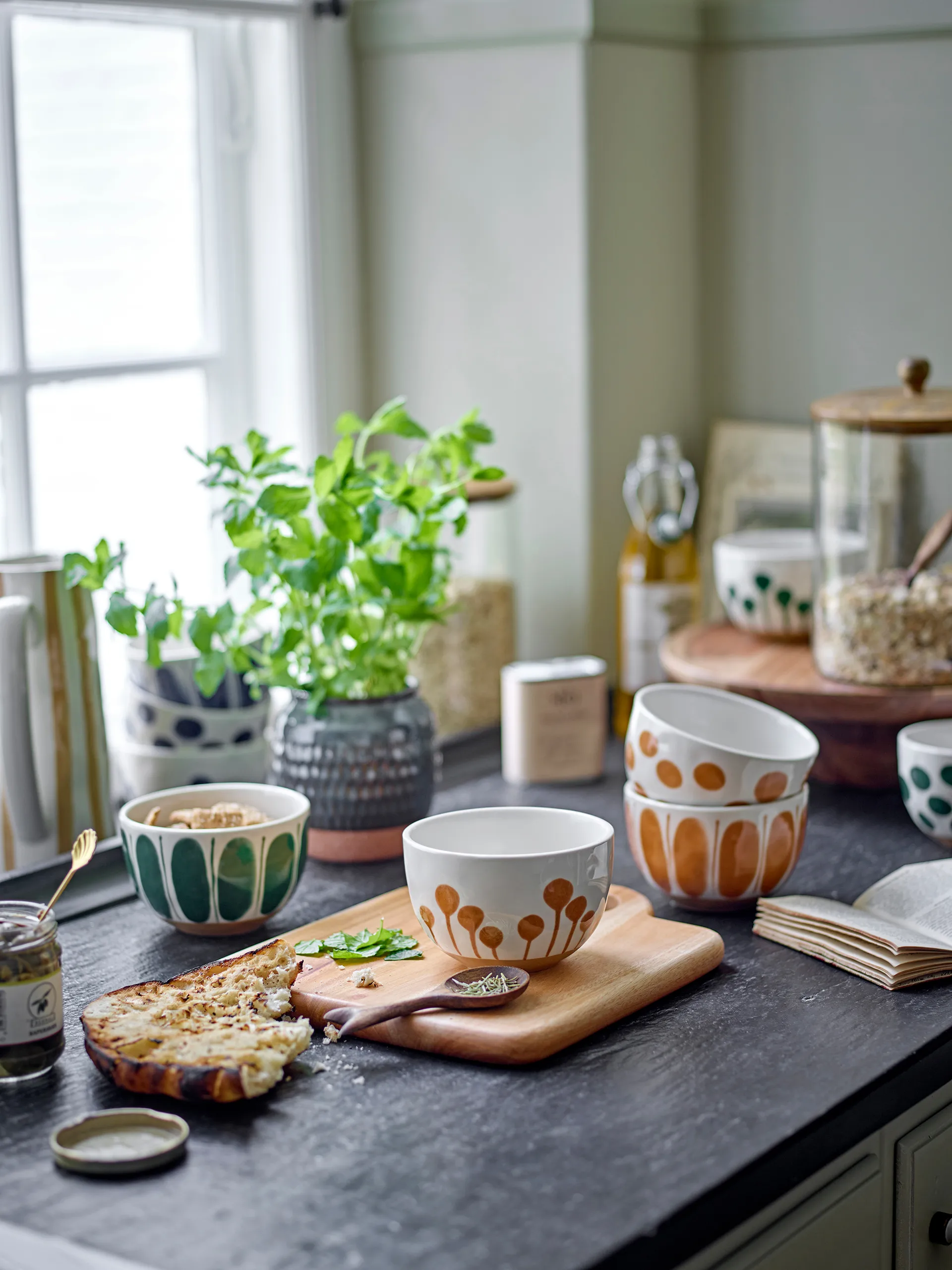 Linora skål 58 cl 3 delar, Vit-brun Bloomingville