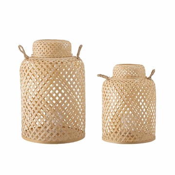 Läs mer om Bloomingville Madlin lykta glas 2-pack Brun