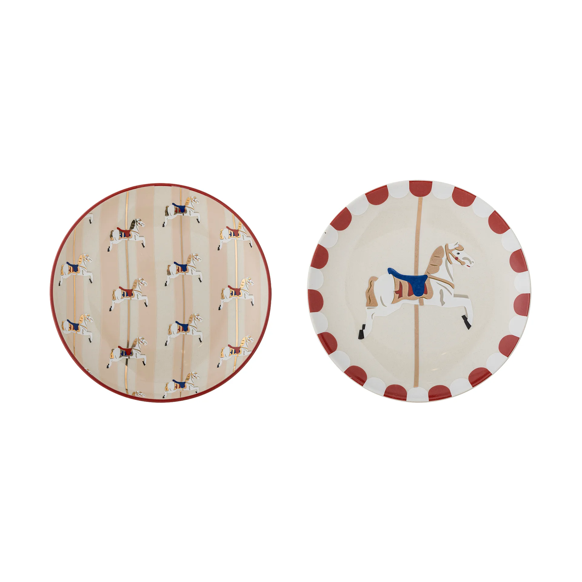 Merry-go-round tallrik Ø16 cm 2 delar, Beige-röd Bloomingville