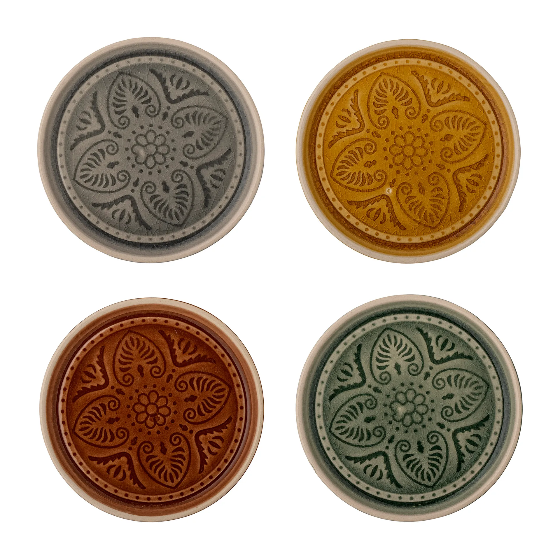 Rani tallrik Ø11 cm 4 delar, Grå-gul-brun-grön Bloomingville