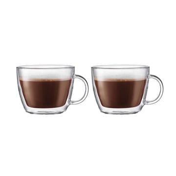 Läs mer om Bodum Bistro dubbelväggig lattekopp med handtag 45 cl 2-pack