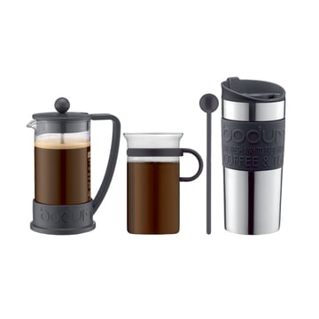 Bodum Kaffeset med presskanna kopp resemugg och sked Svart