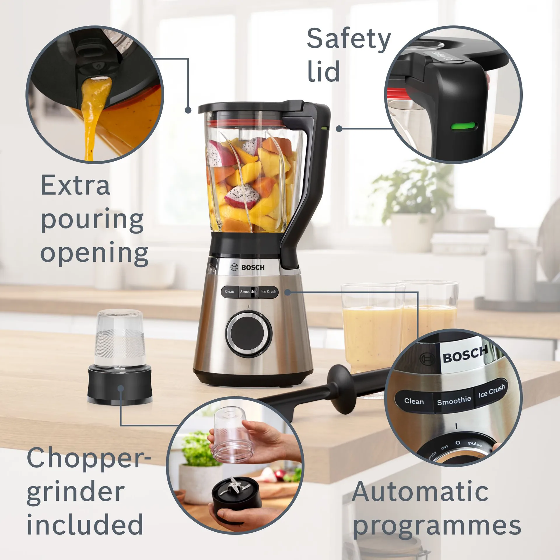 Bosch Serie 4 VitaPower MMB6386M blender set 1200W, Rostfritt stål Bosch
