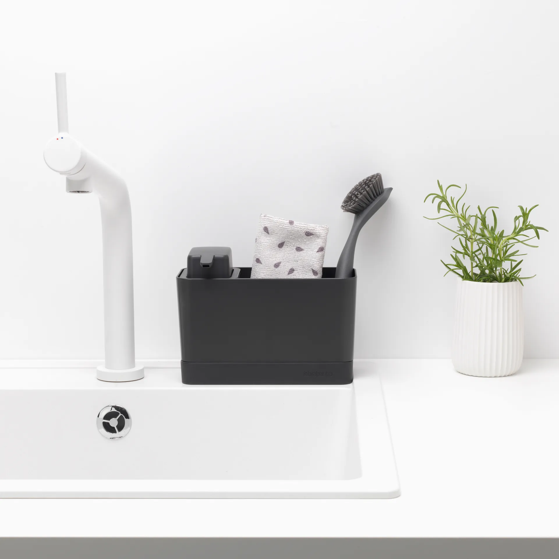 Brabantia diskbänksorganiserare med tvålpump, Mörkgrå Brabantia