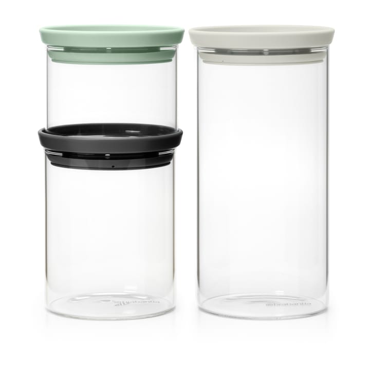 Brabantia glasburk 3-pack - Svart-grå-grön - Brabantia