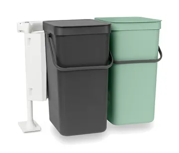 Brabantia Inbyggnadssystem Sort & Go 2x16L Mörkgrå & jade green