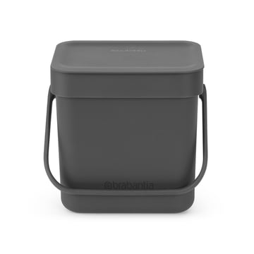 Produktfoto för Brabantia Sort & Go - Soptunna - fliplock - 3 L - handtag - grå