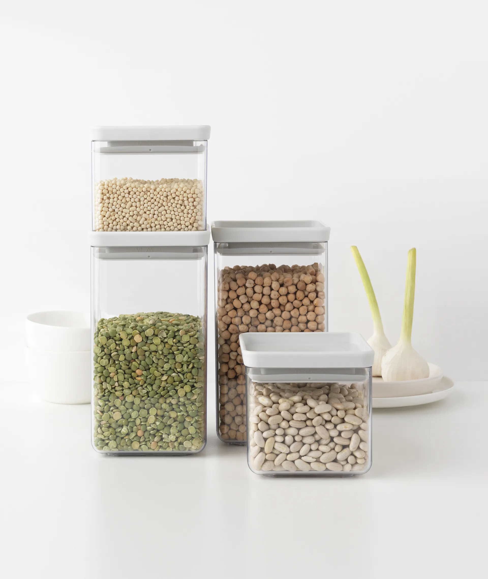 TASTY+ fyrkantig förvaringsburk set, Ljusgrå Brabantia