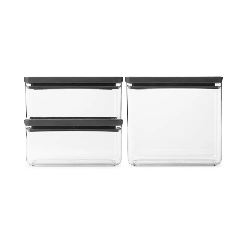 Brabantia TASTY+ stapelbar burk 3 delar 2×1,5 L+3,5 L Mörkgrå