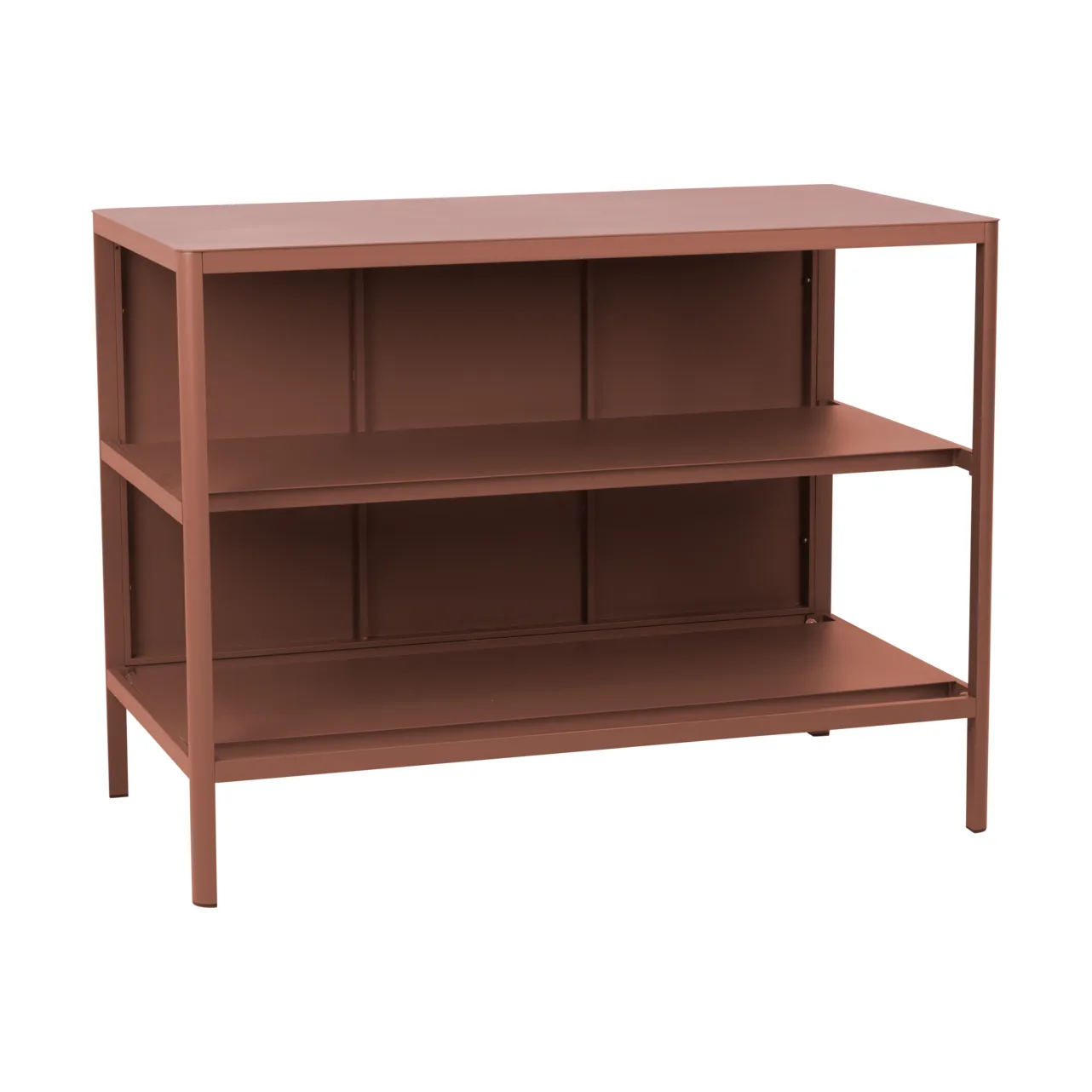 Kelia utekök bänk med hyllor, Zin red, 121x91x64 cm Brafab