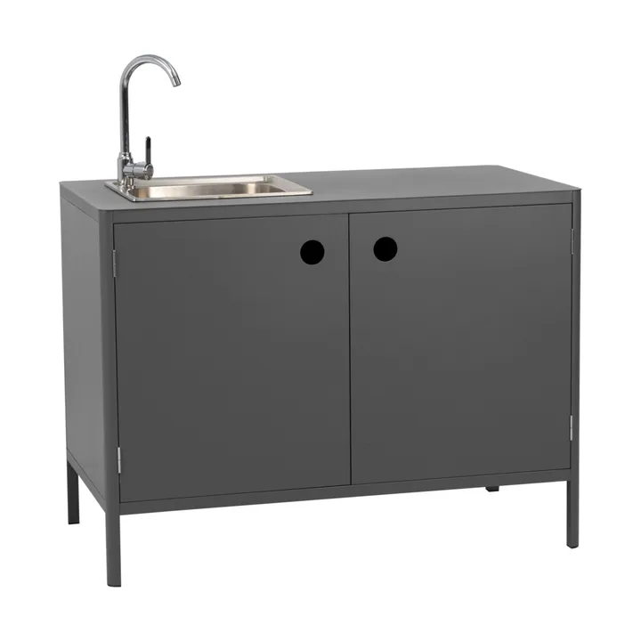 Kelia utekök bänkskåp med diskho - Antracit, 121x90x64 - Brafab