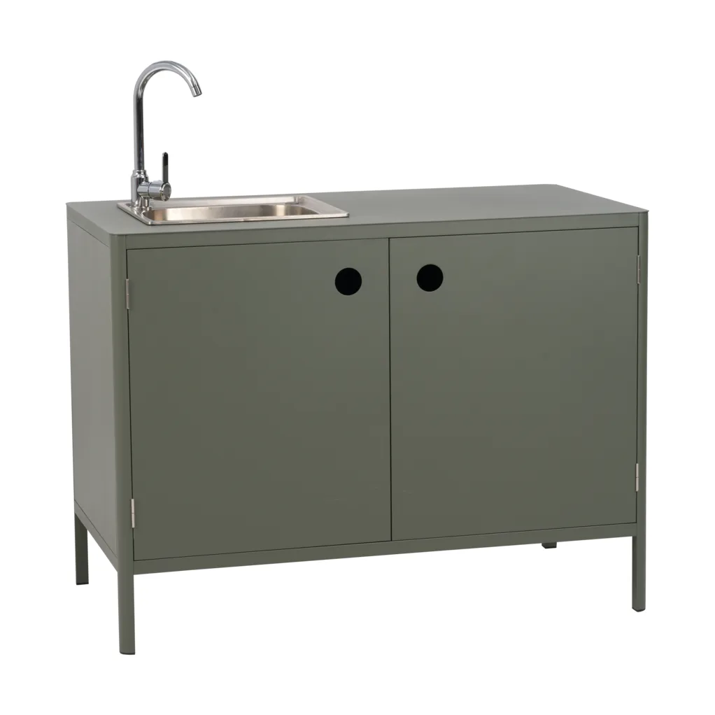 Kelia utekök bänkskåp med diskho, Nordic green, 121x90x64 Brafab