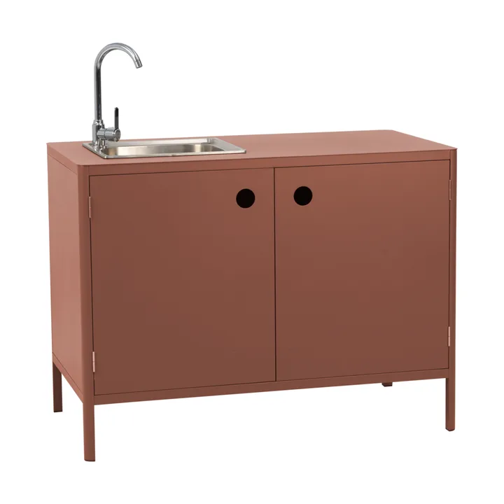 Kelia utekök bänkskåp med diskho - Zin red, 121x90x64 - Brafab