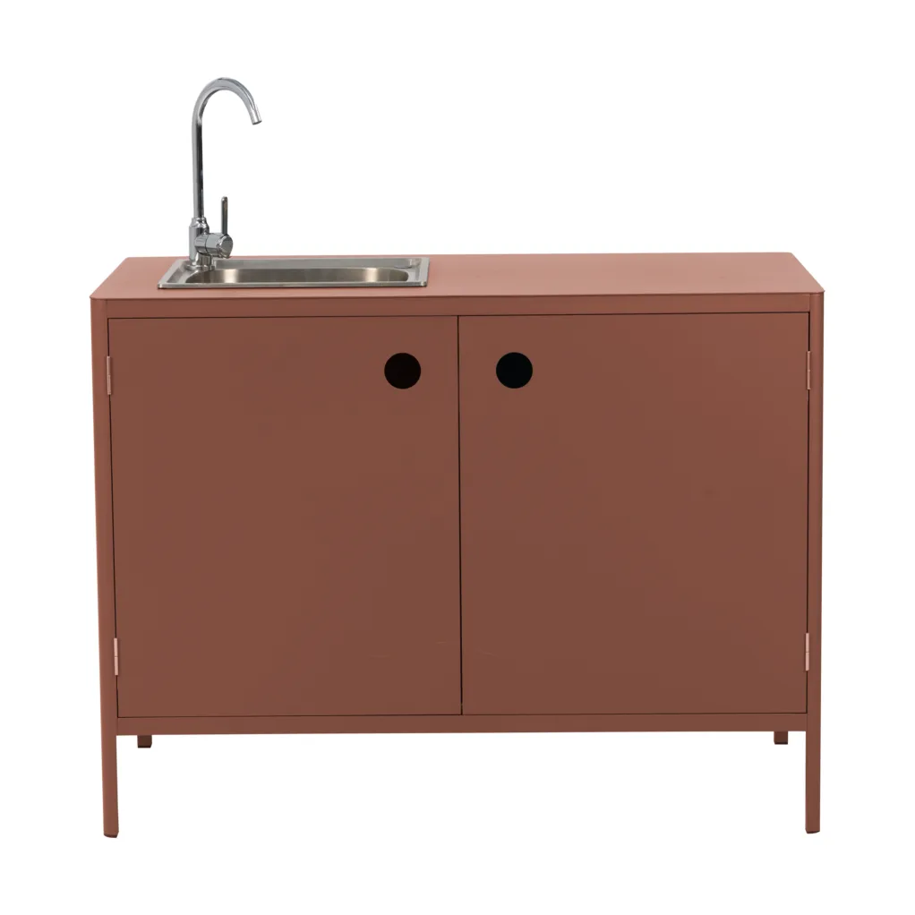 Kelia utekök bänkskåp med diskho, Zin red, 121x90x64 Brafab