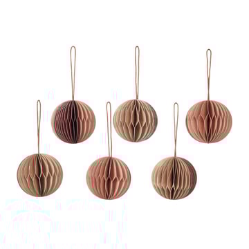 Broste Copenhagen Ball julkula honeycomb Ø5 cm 6 delar Multi/pink