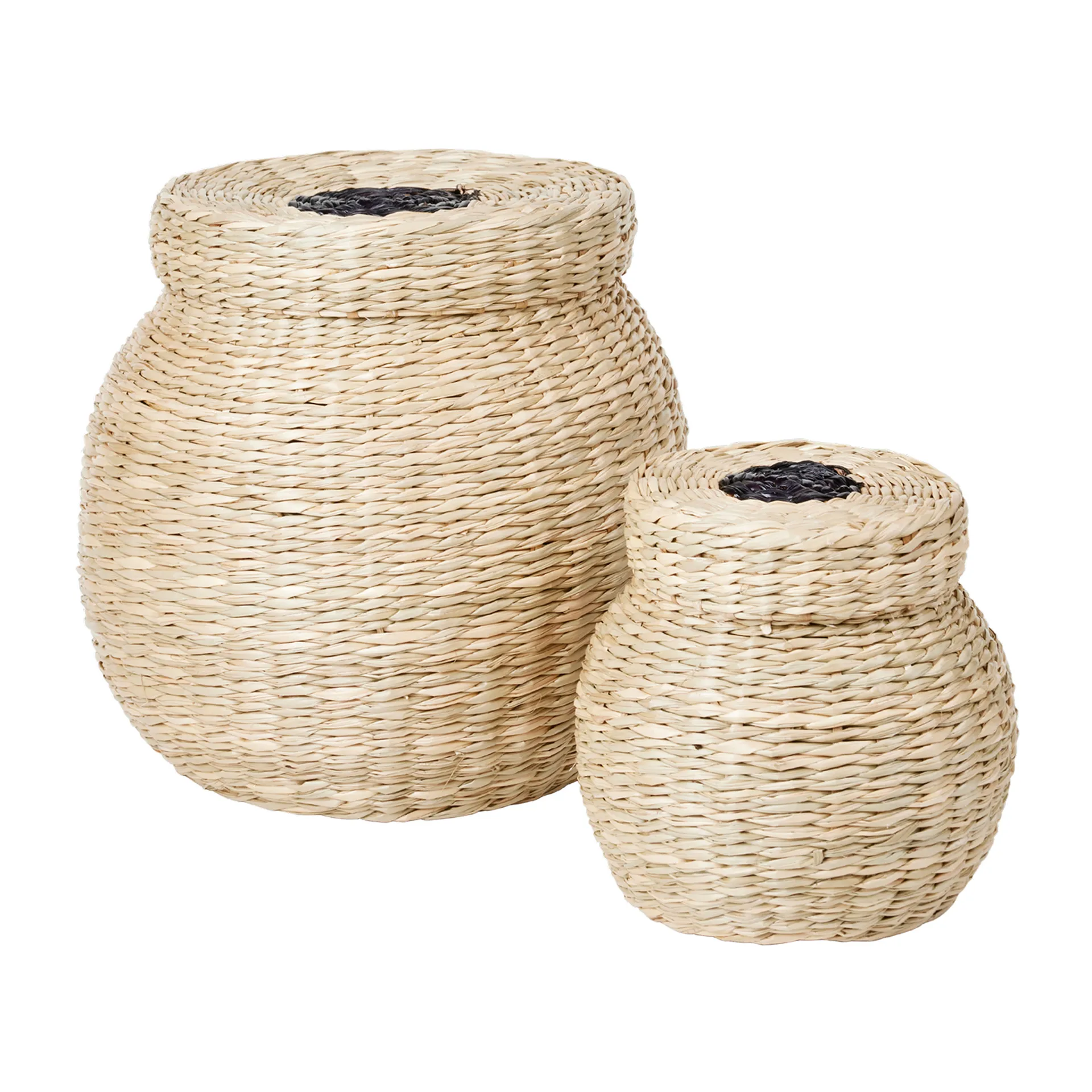 Carmen korg 2 delar, Natural-black Broste Copenhagen