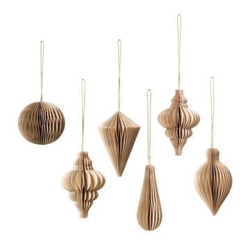 Broste Copenhagen Christmas mix julhänge 6-pack Natural brown