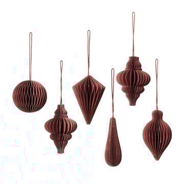 Broste Copenhagen Christmas mix julhänge 6-pack Pompeian red