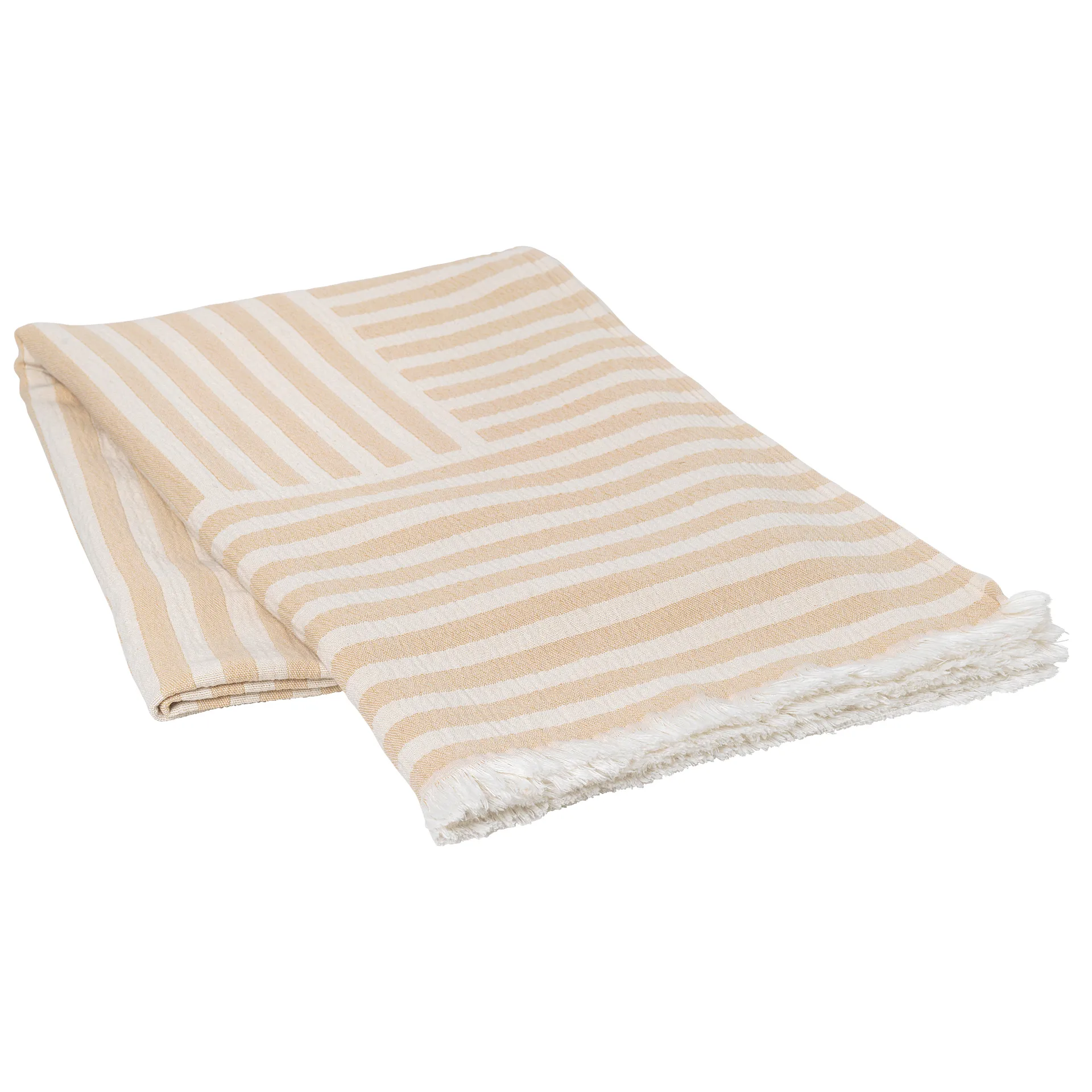 Frankie bomullspläd 130x180 cm, Taos taupe beige Broste Copenhagen