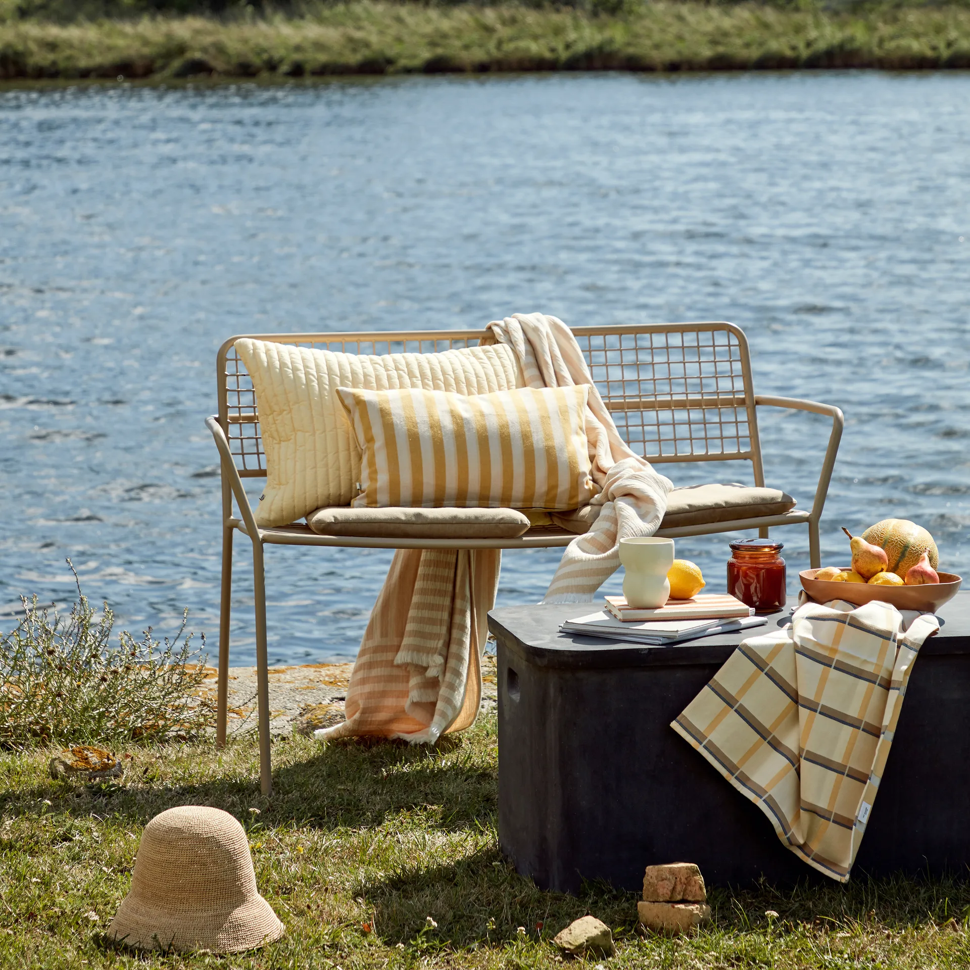 Frankie bomullspläd 130x180 cm, Taos taupe beige Broste Copenhagen