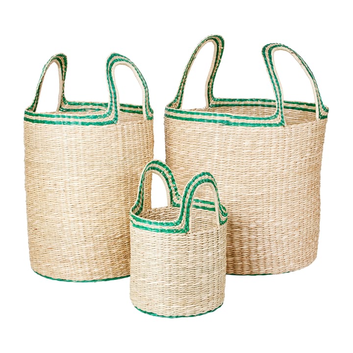 Lykke korg 3 delar, Natural-green Broste Copenhagen