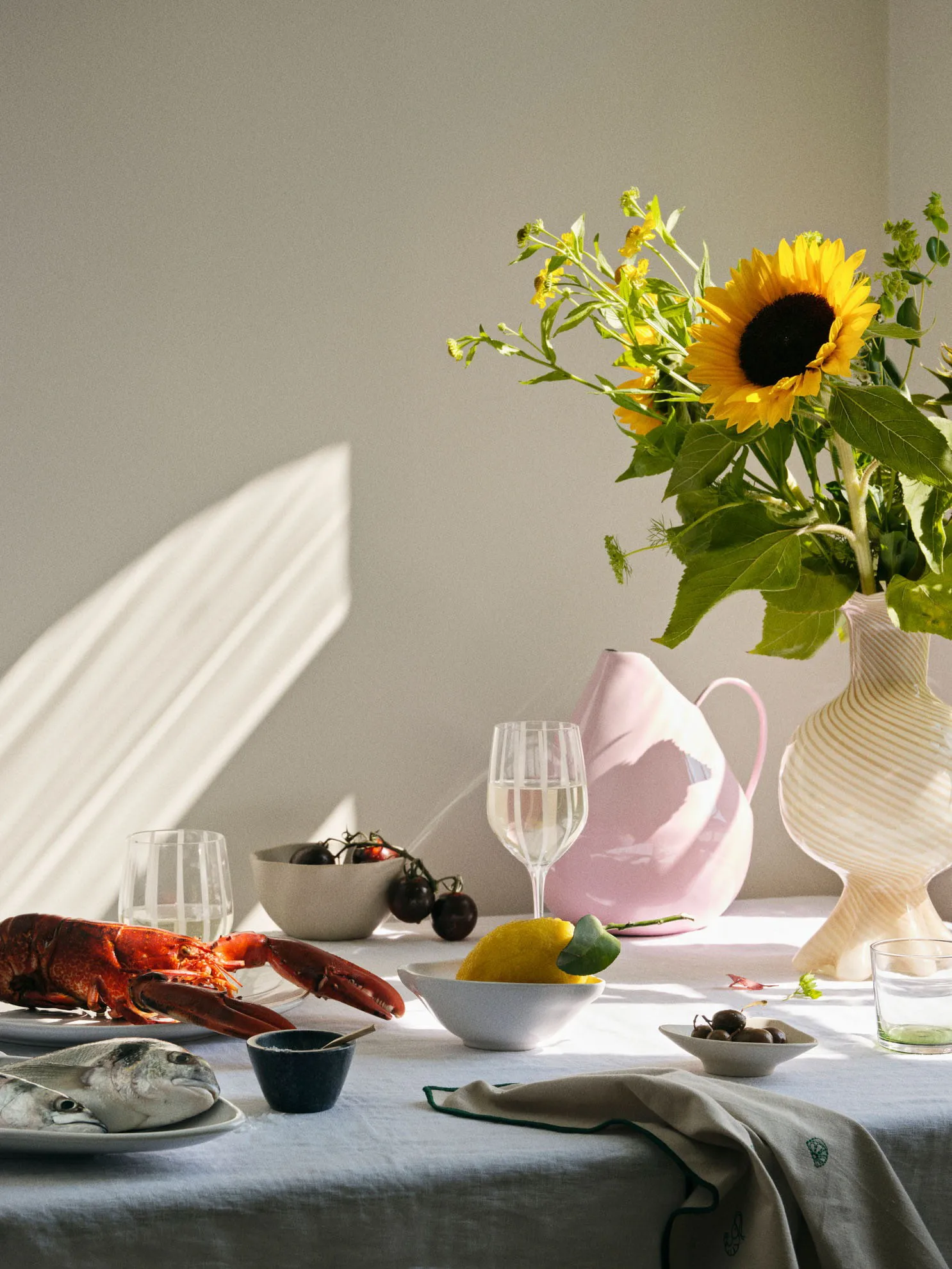 Stripe dricksglas 35 cl, Clear-white stripes Broste Copenhagen