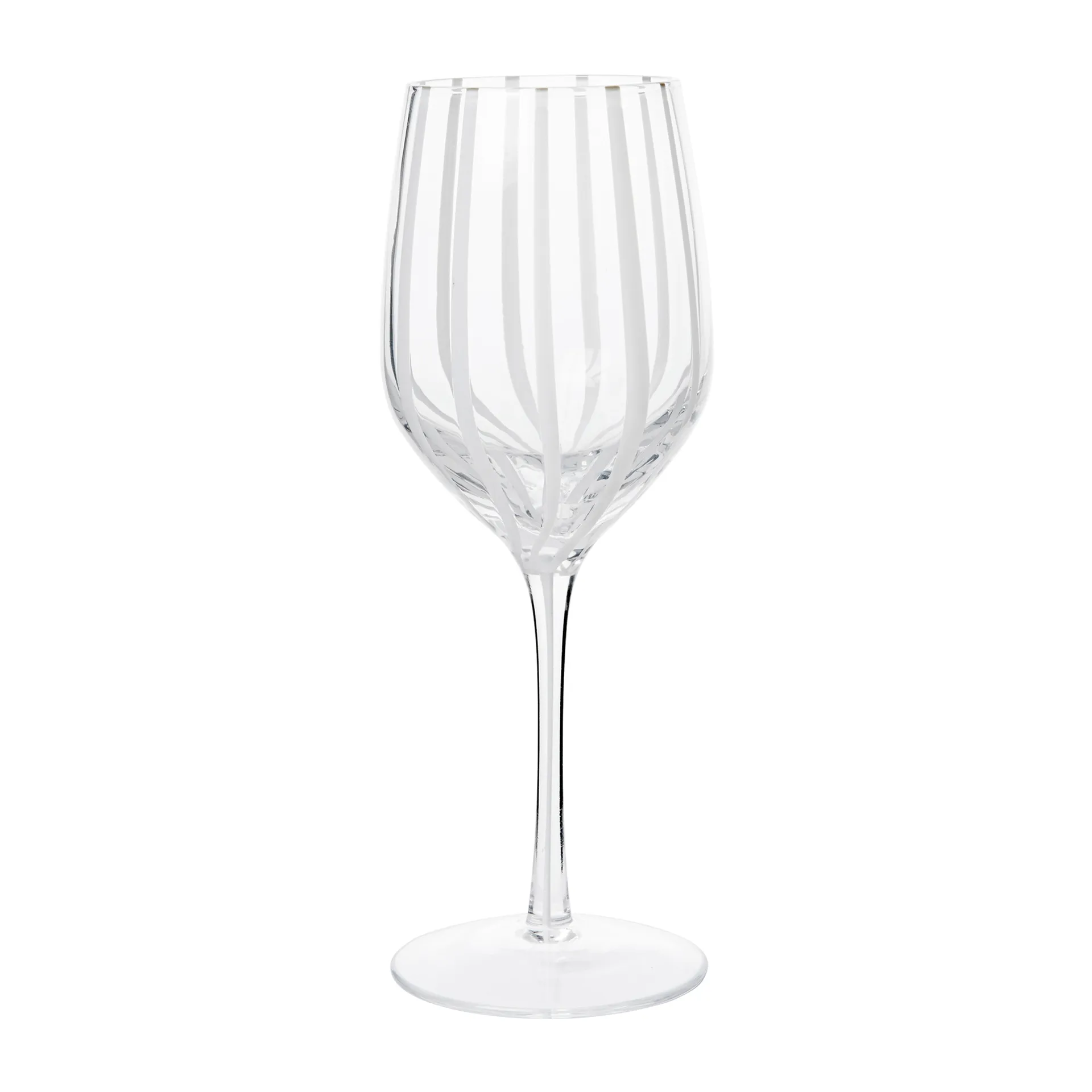 Stripe vitvinsglas 35 cl, Clear-white stripes Broste Copenhagen
