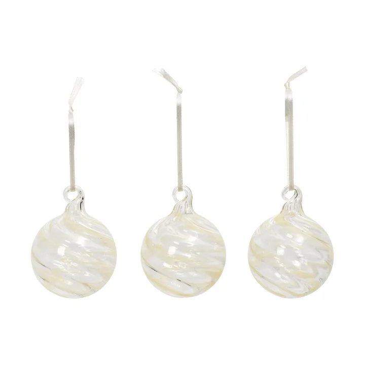 Swirl julgranskula - Off White-Clear, 3-pack - Broste Copenhagen