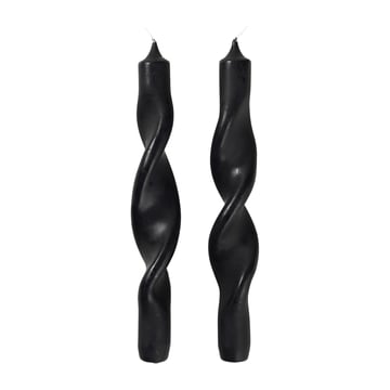 Broste Copenhagen Twist twisted candles skruvade ljus 23 cm 2-pack Simply black