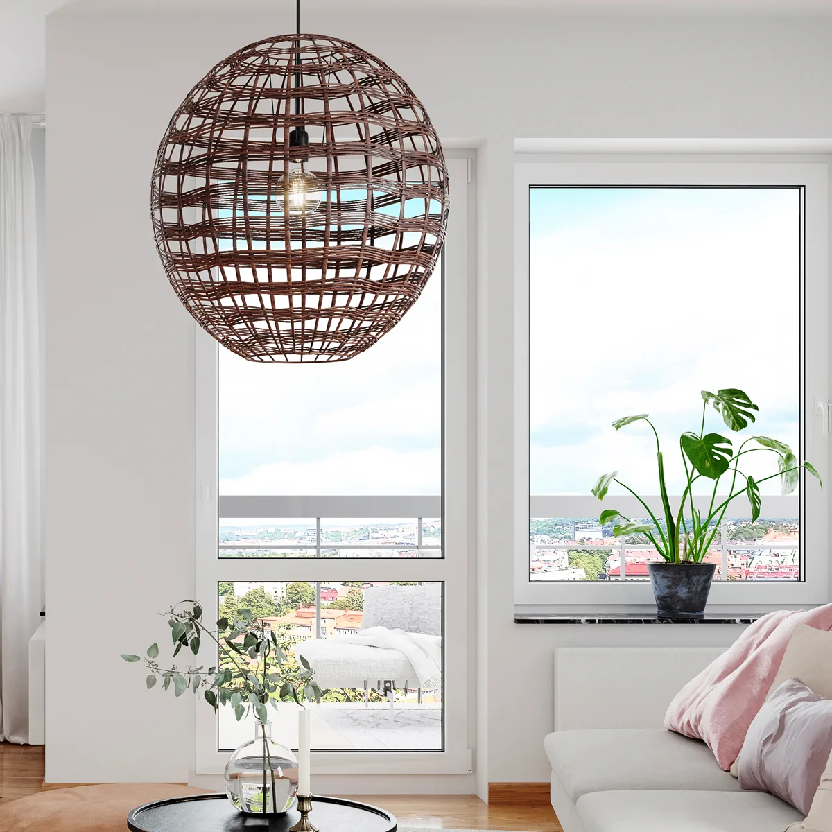 Broom taklampa Ø60 cm, Kaffe By Rydéns