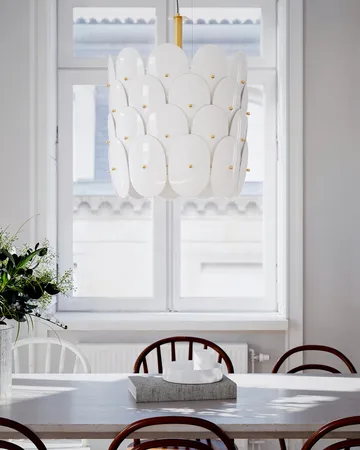 Omlott taklampa Ø50 cm - Mässing-vit - By Rydéns